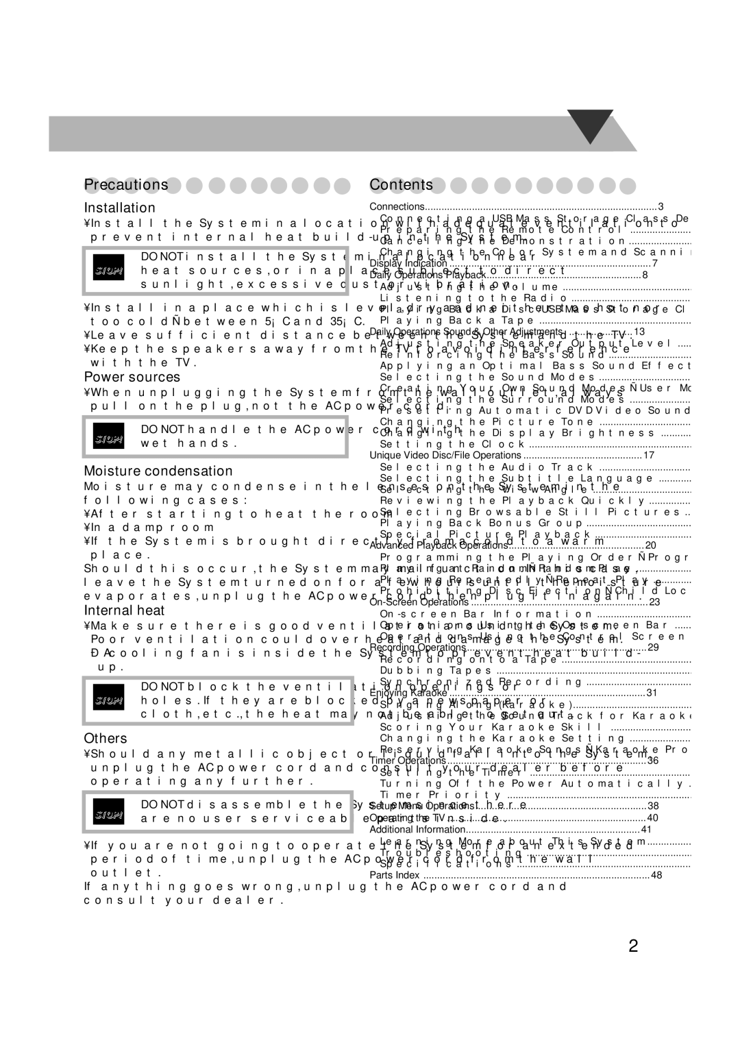 JVC CA-DXU8, CA-DXU10 manual Precautions, Contents 