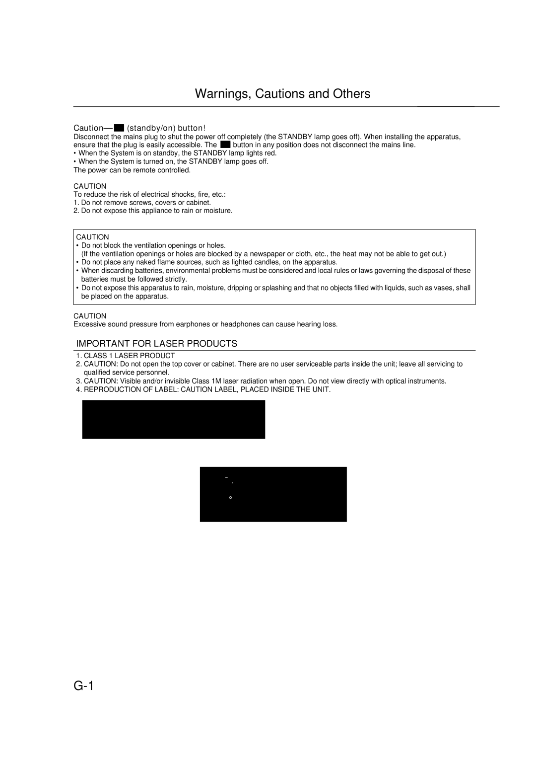 JVC CA-DXU10, CA-DXU8 manual Important for Laser Products 