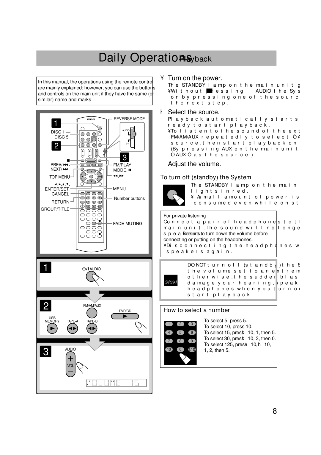 JVC CA-DXU8, CA-DXU10 manual Daily Operations-Playback 