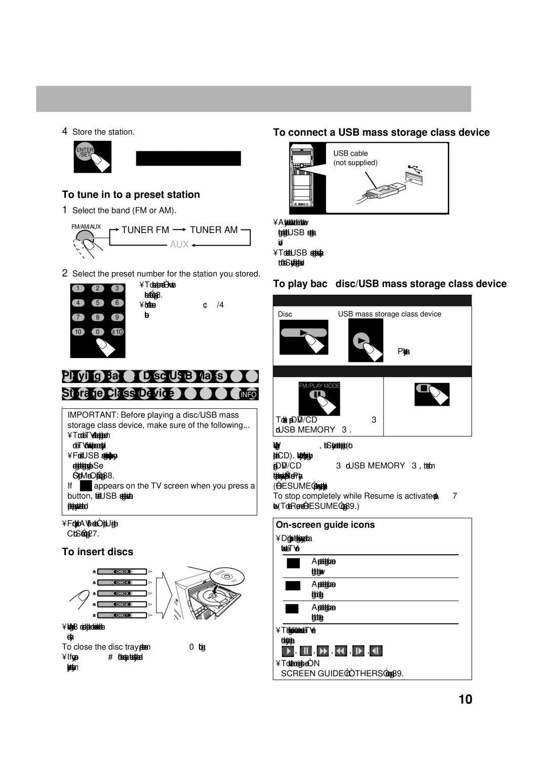 JVC CA-DXU8, CA-DXU10 manual Playing Back a Disc/USB Mass Storage Class Device 