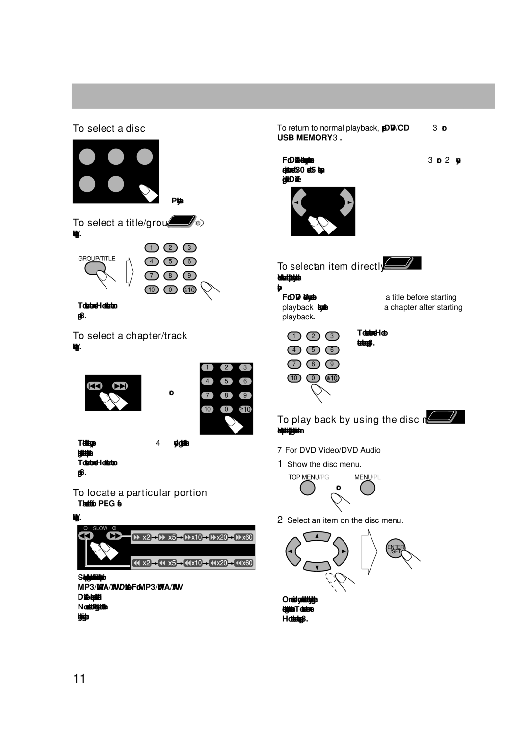 JVC CA-DXU10, CA-DXU8 manual To select a disc 