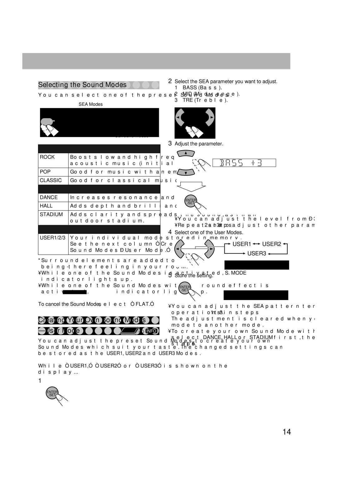 JVC CA-DXU8, CA-DXU10 manual Creating Your Own Sound Modes User Mode, USER1/2/3 