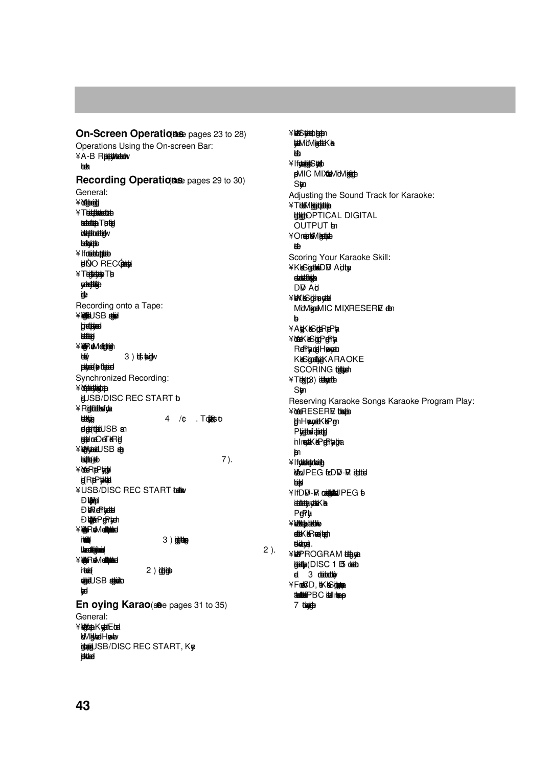 JVC CA-DXU10, CA-DXU8 manual On-Screen Operations see pages 23 to 