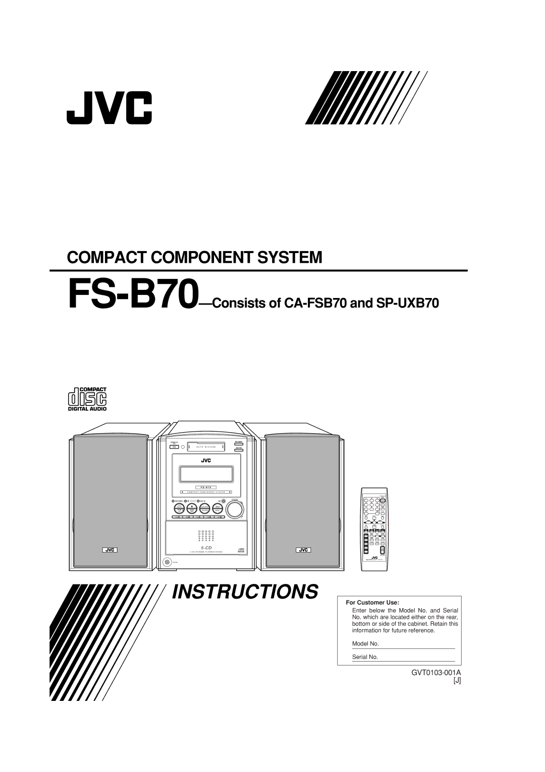 JVC CA-FSB70 manual Instructions 