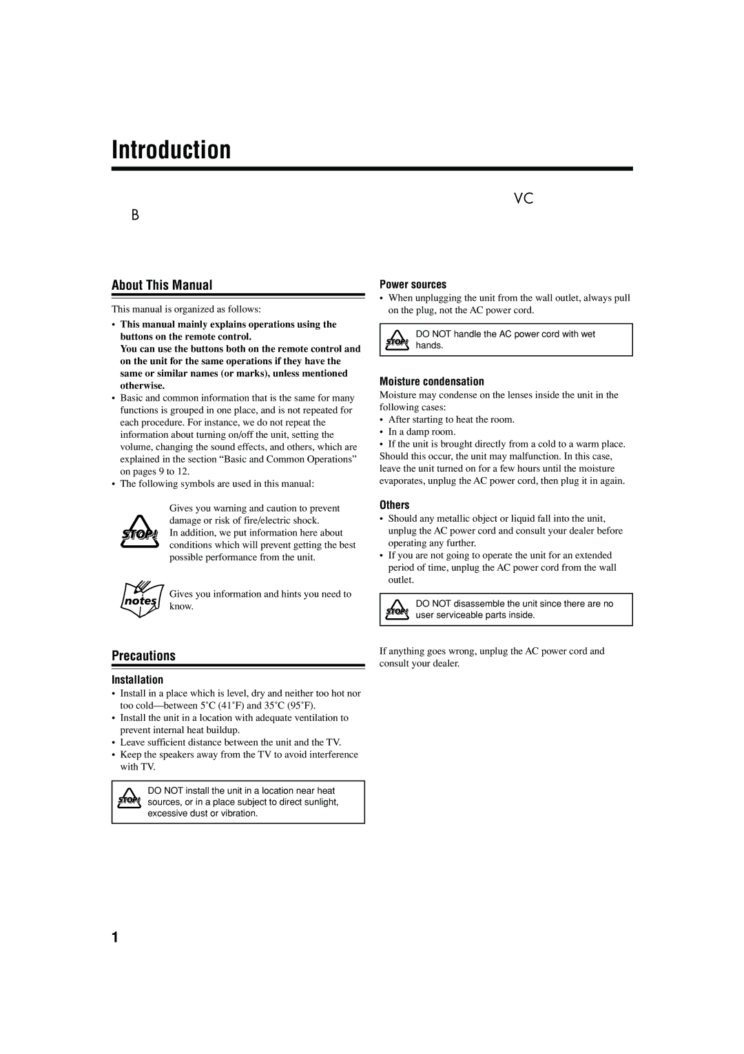 JVC CA-FSB70 manual Introduction, About This Manual, Precautions 