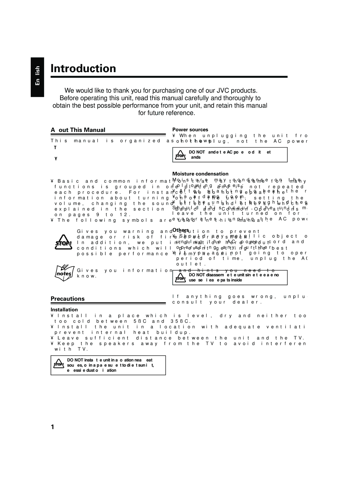 JVC CA-FSB70 manual English 