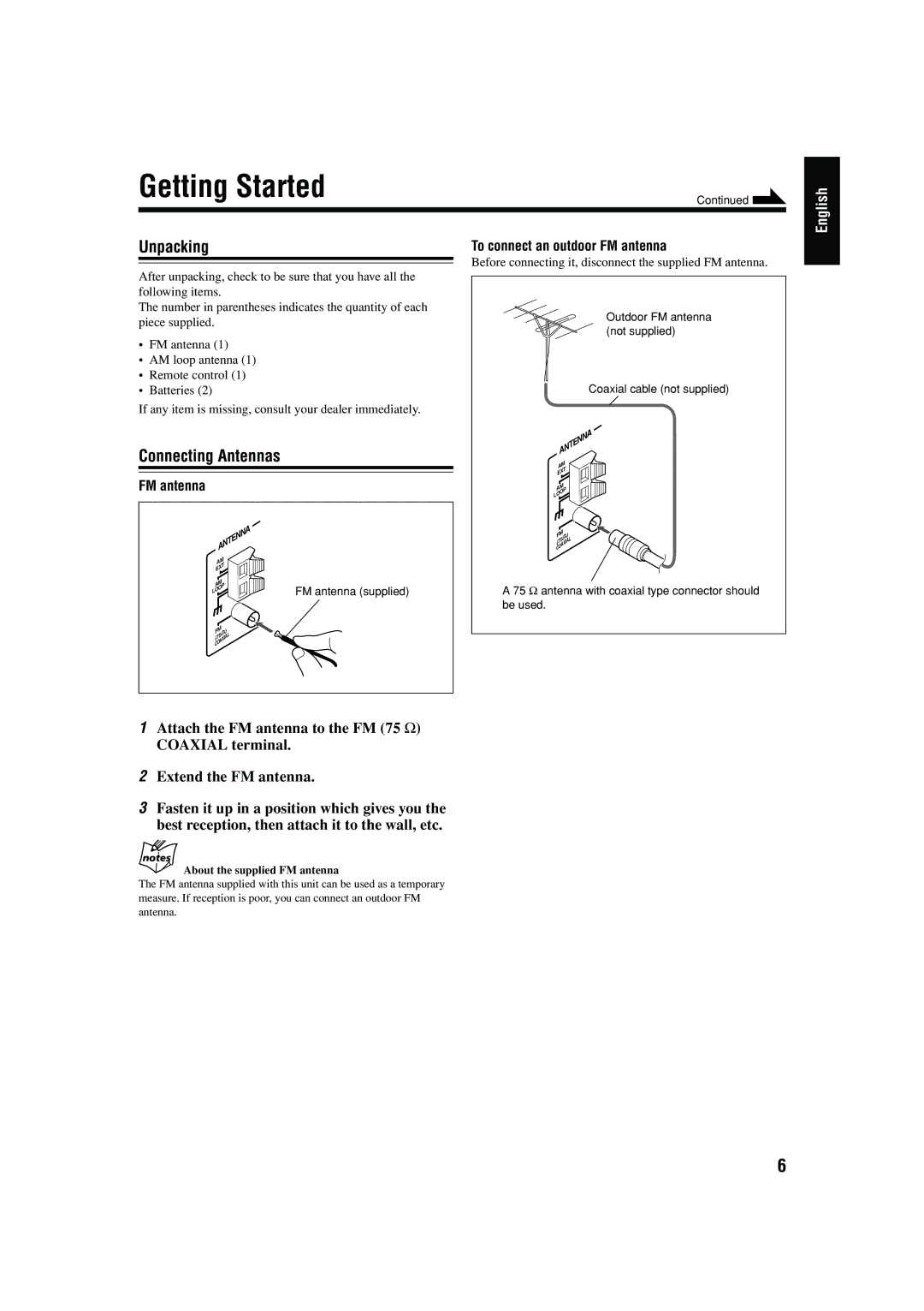 JVC CA-FSB70 manual Getting Started 