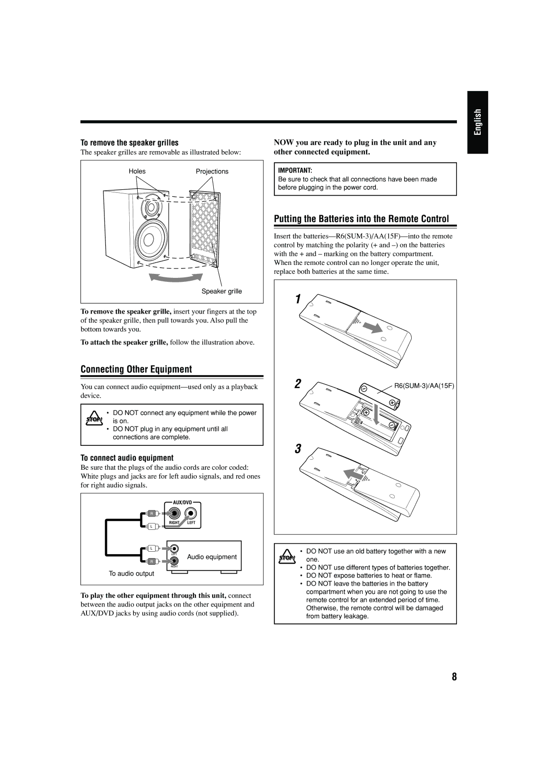 JVC CA-FSB70 manual Connecting Other Equipment 