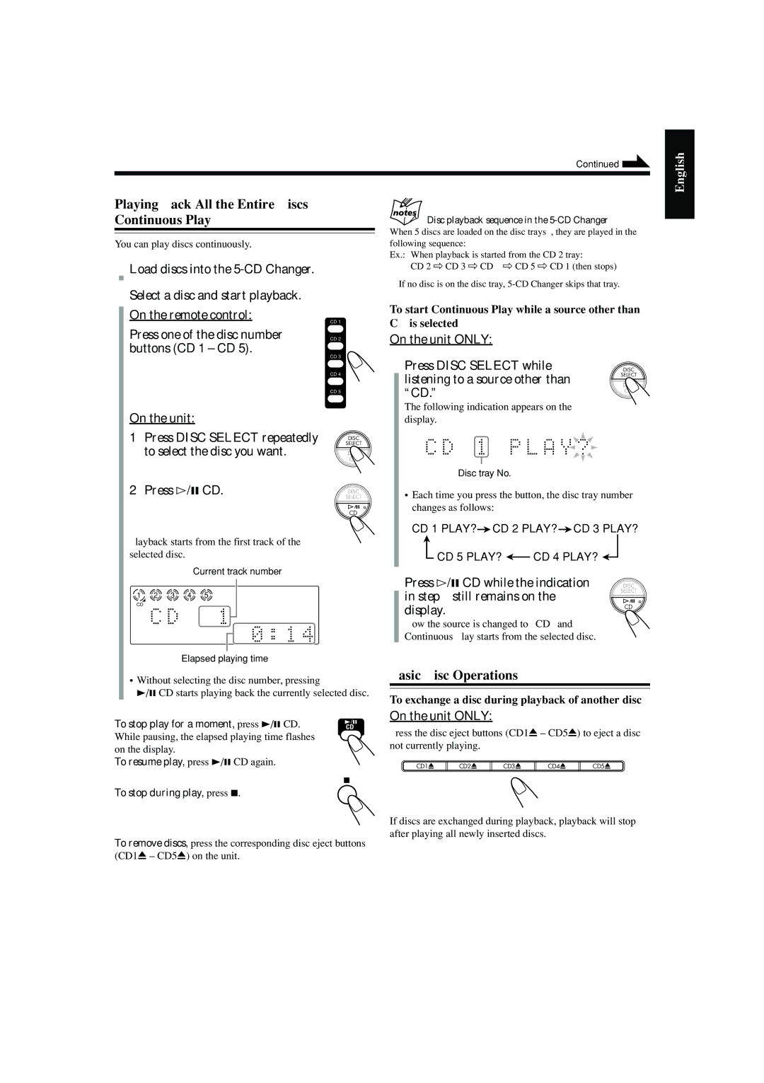 JVC CA-FSB70 manual To exchange a disc during playback of another disc 