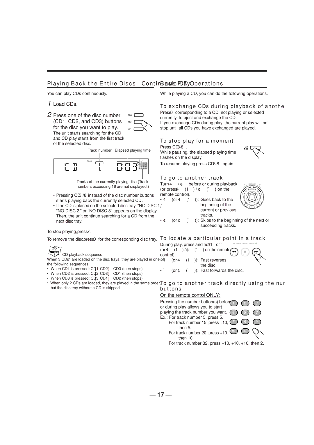 JVC CA-HXZ1R manual Basic CD Operations 