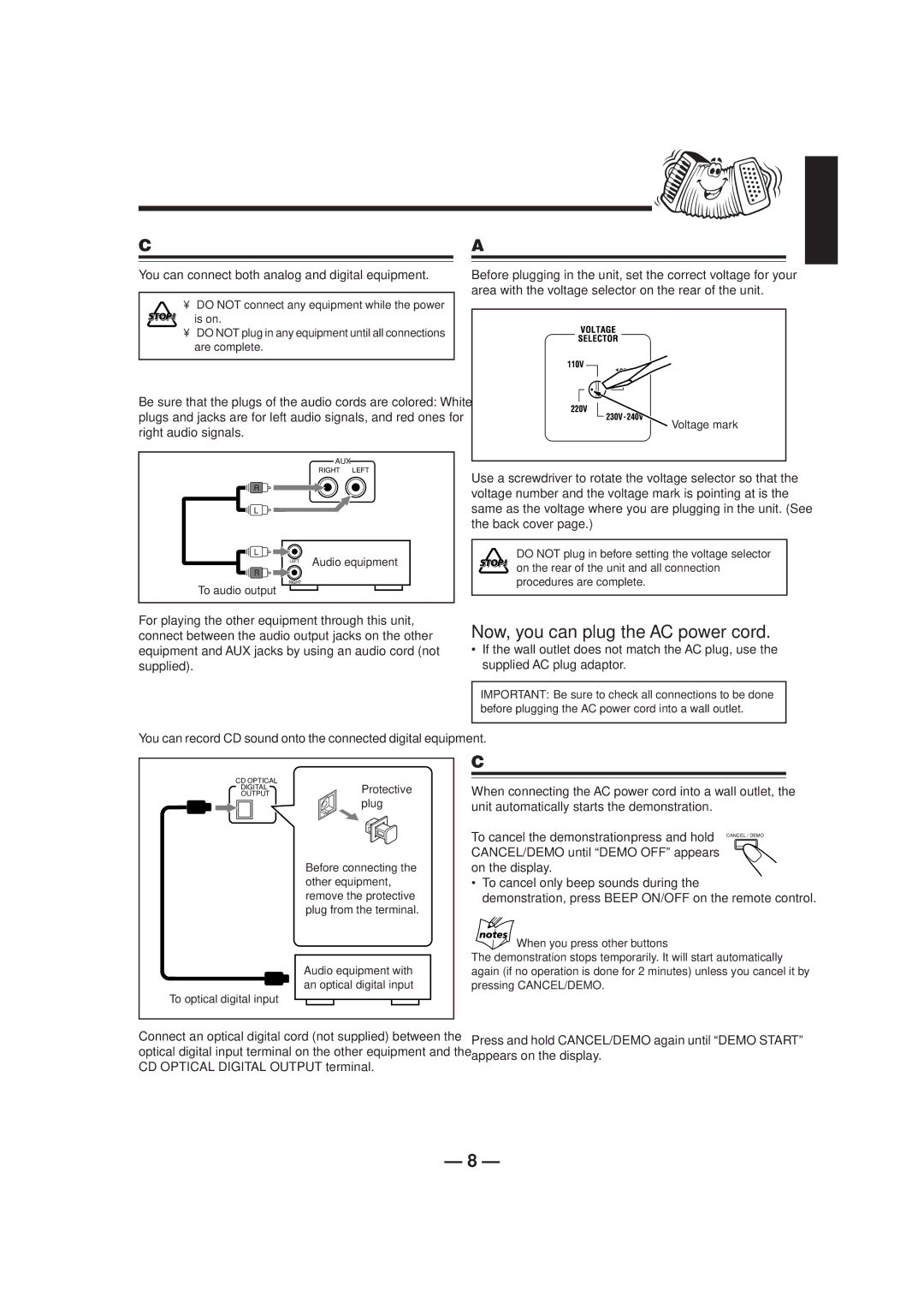 JVC CA-HXZ1R manual Now, you can plug the AC power cord, Adjusting the Voltage Selector 