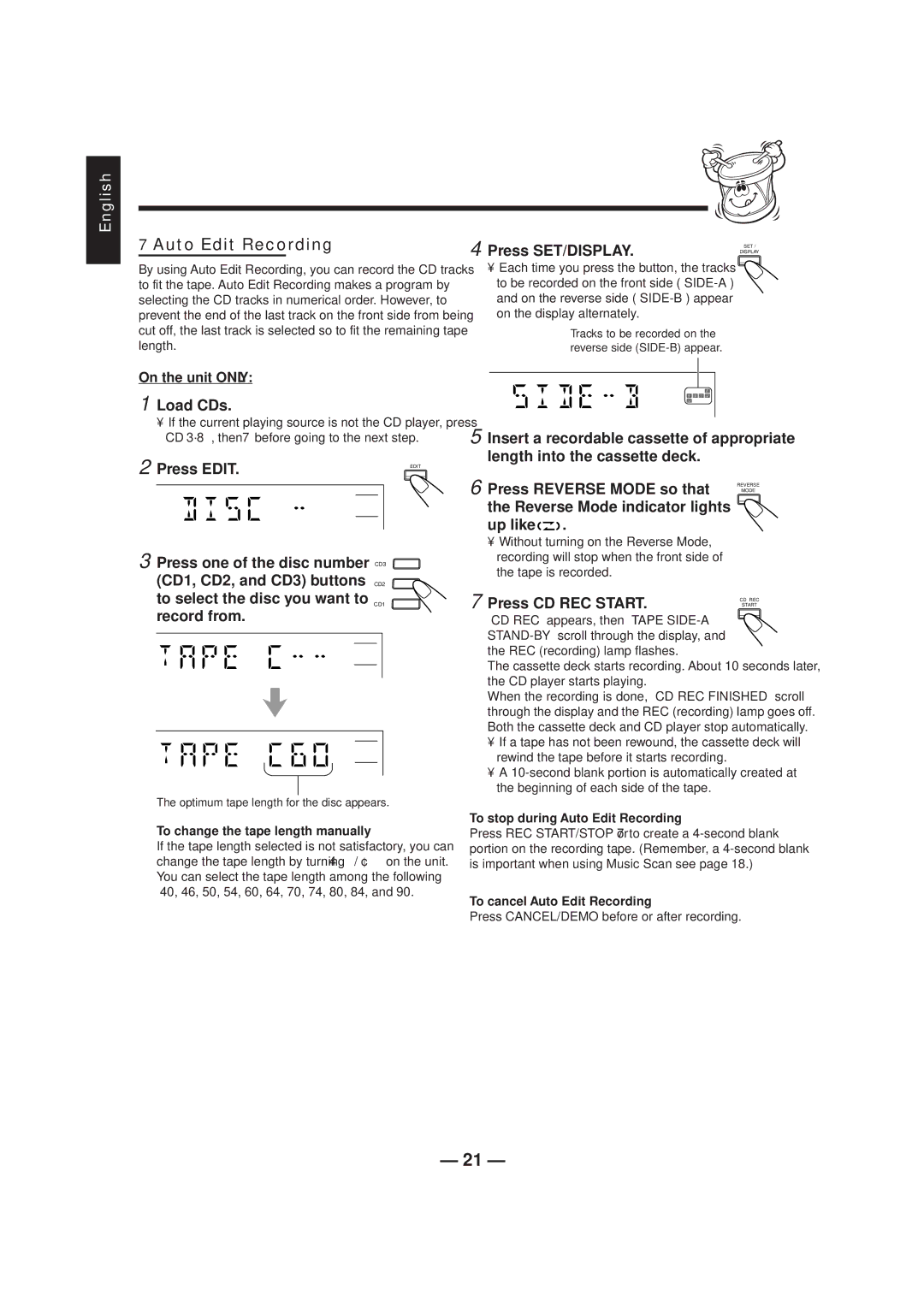 JVC CA-HXZ1R manual Start 