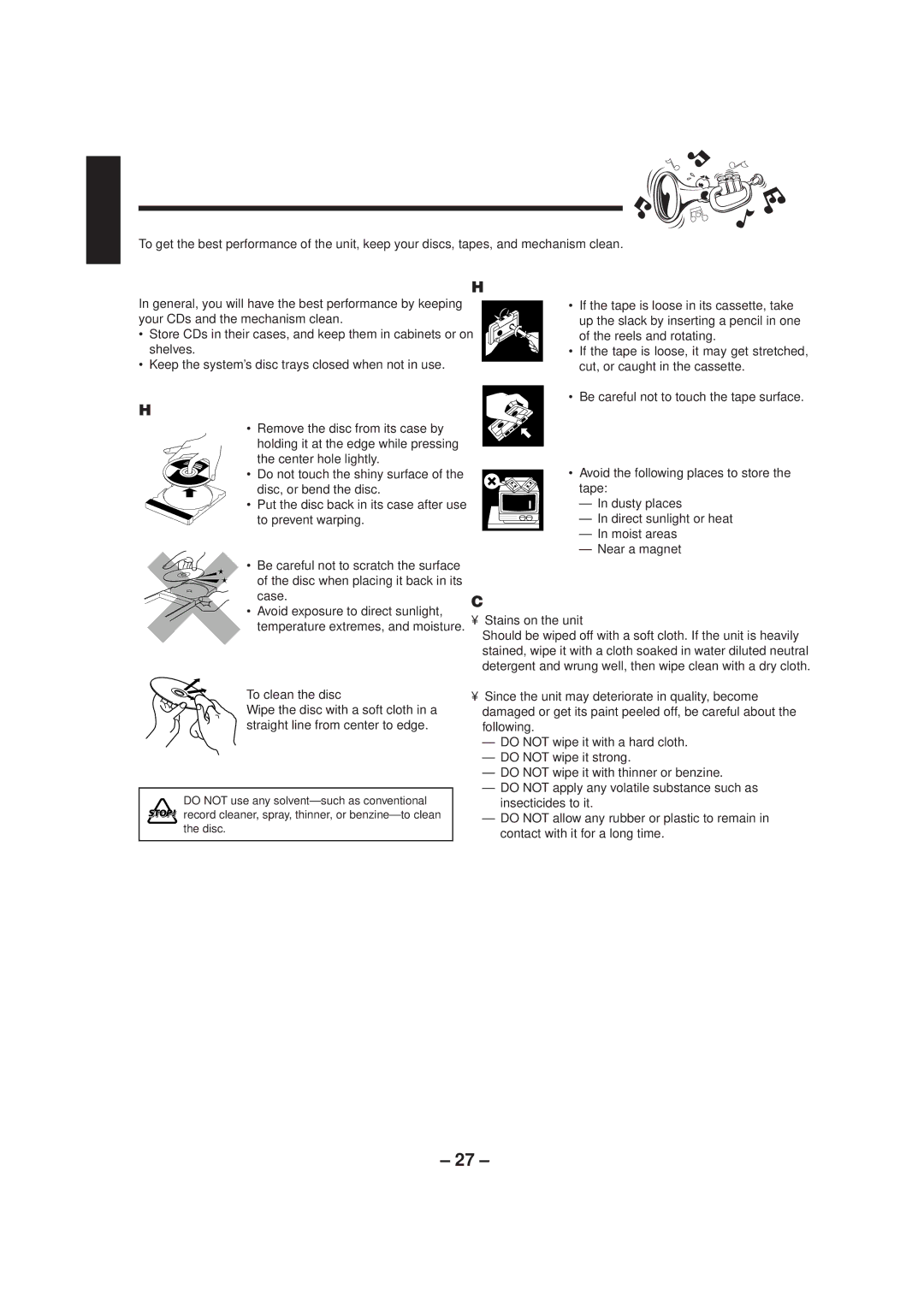 JVC CA-HXZ1R manual General Notes 