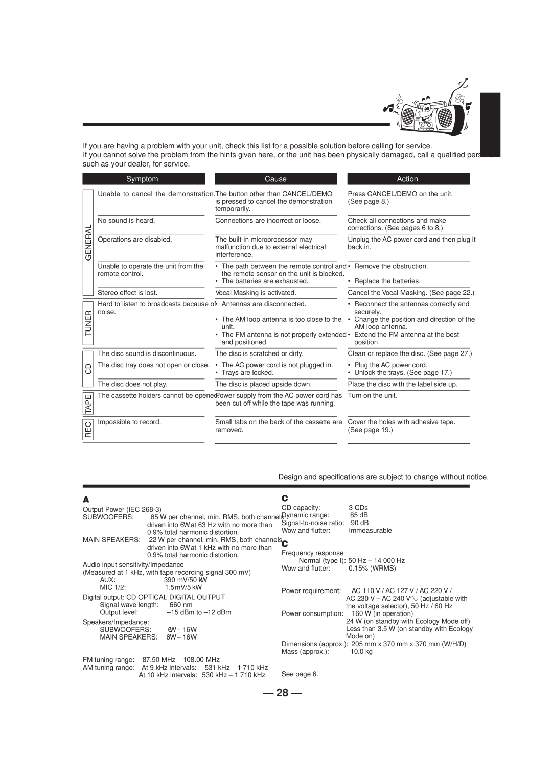 JVC CA-HXZ1R manual Tape 