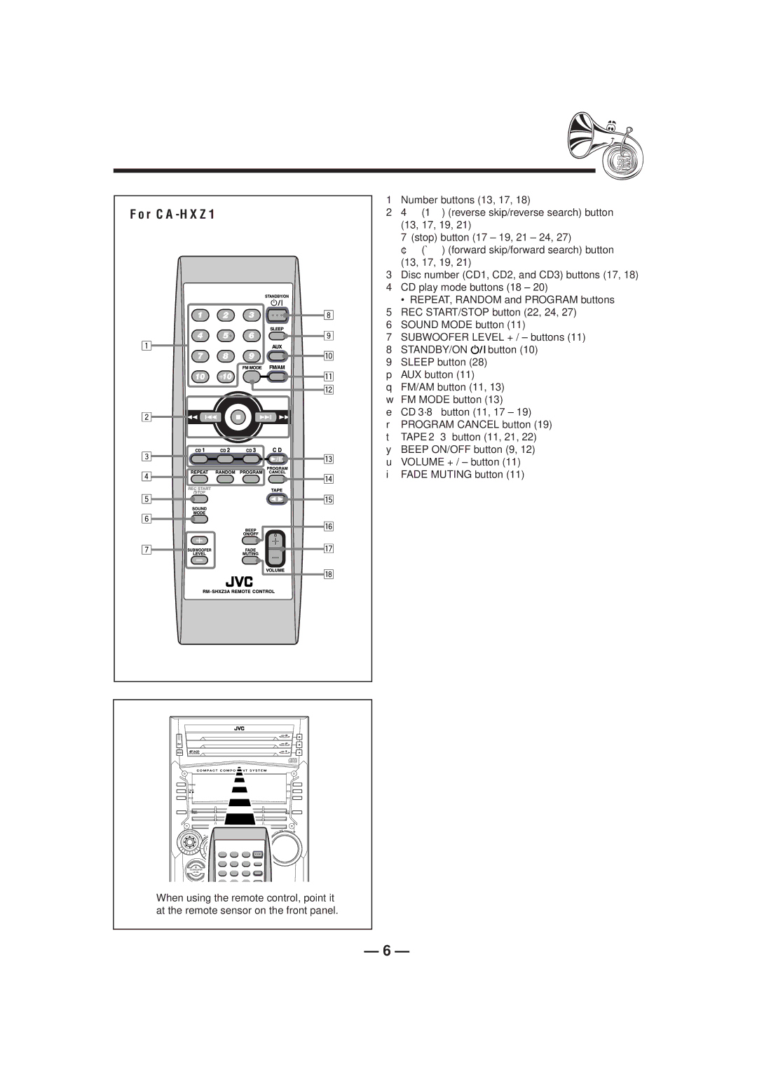 JVC CA-HXZ1R manual For CA-HXZ1 