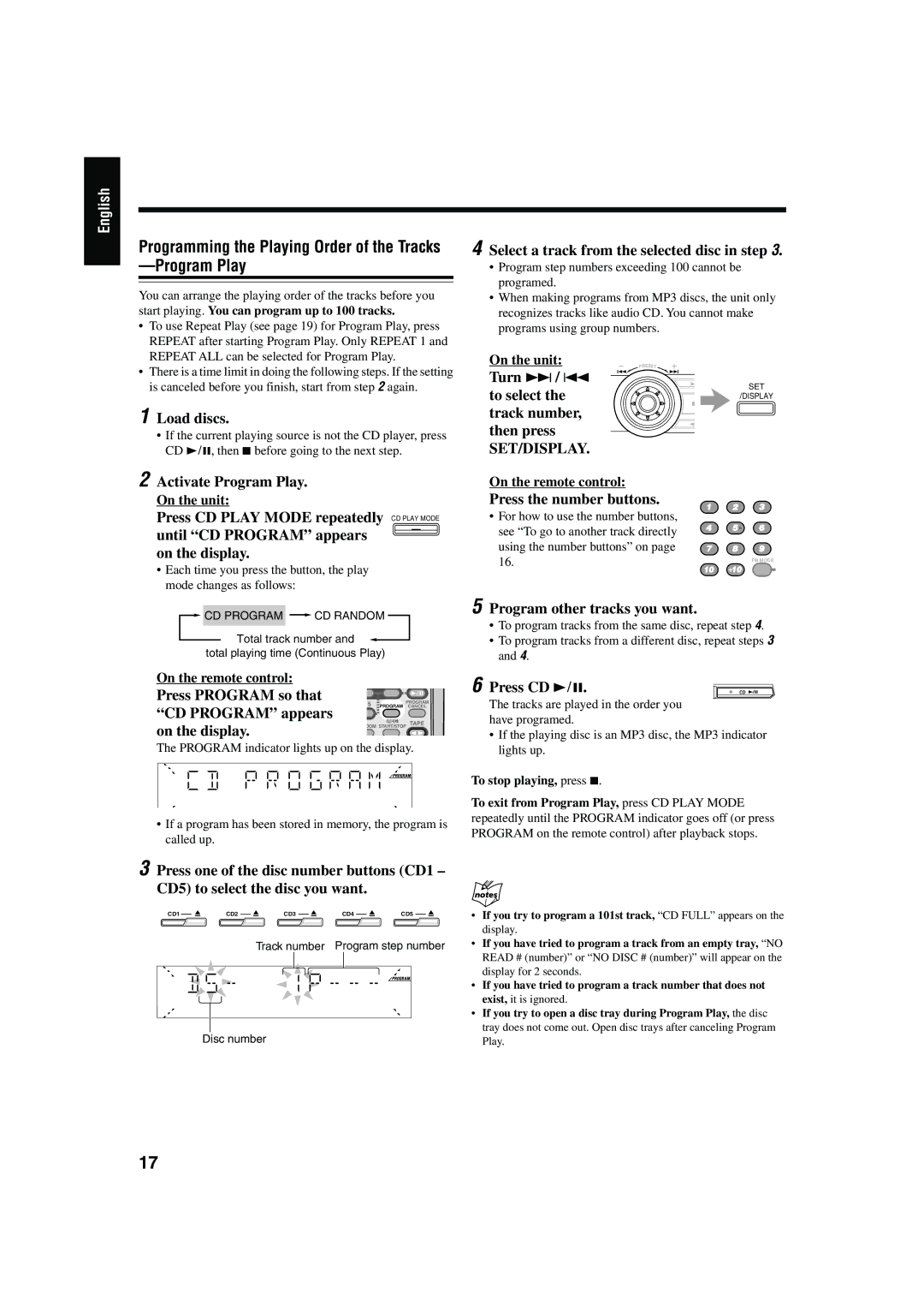 JVC CA-HXZ10, CA-HXZ30 manual Programming the Playing Order of the Tracks -Program Play 