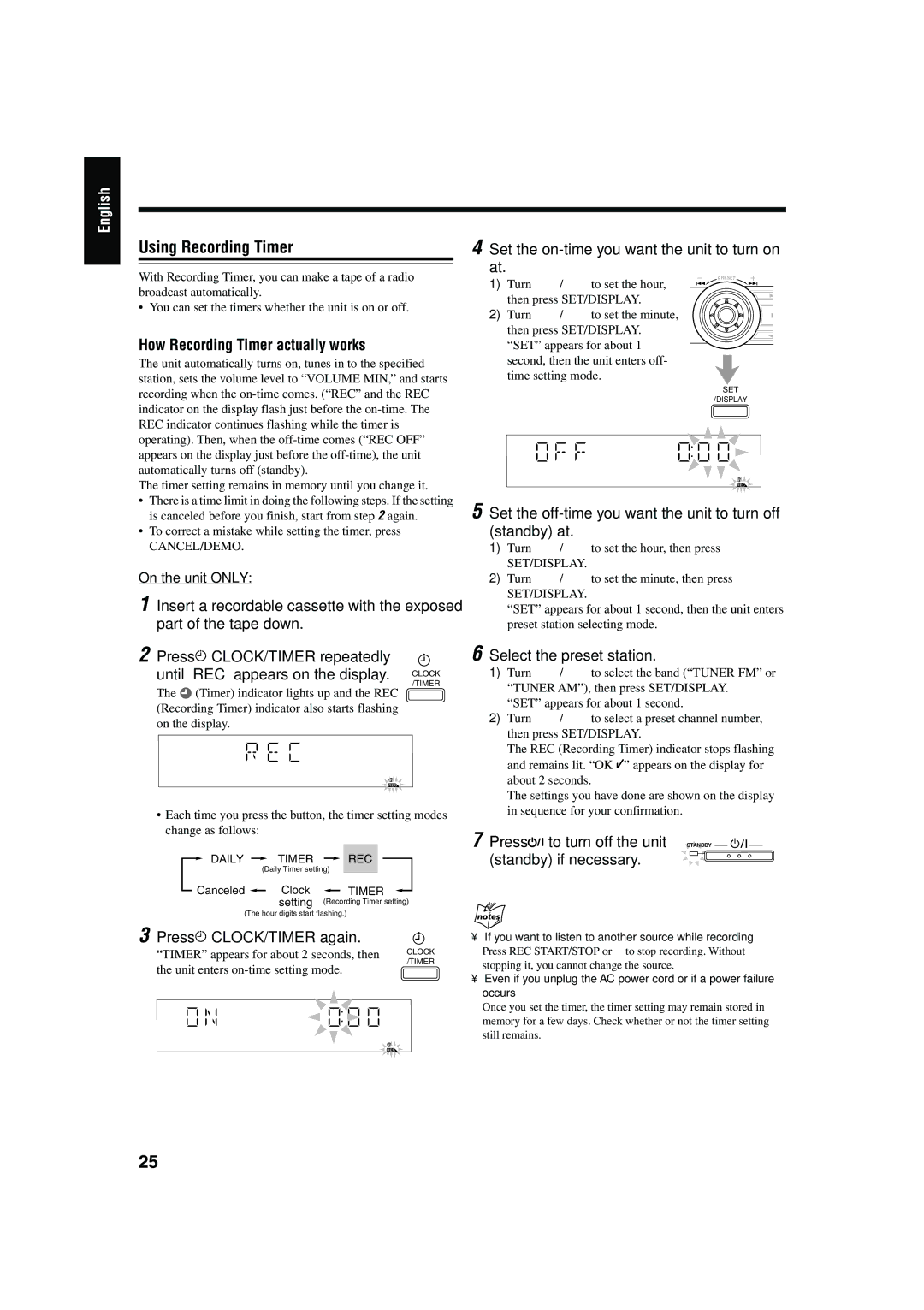 JVC CA-HXZ10, CA-HXZ30 manual Using Recording Timer, How Recording Timer actually works, Select the preset station 