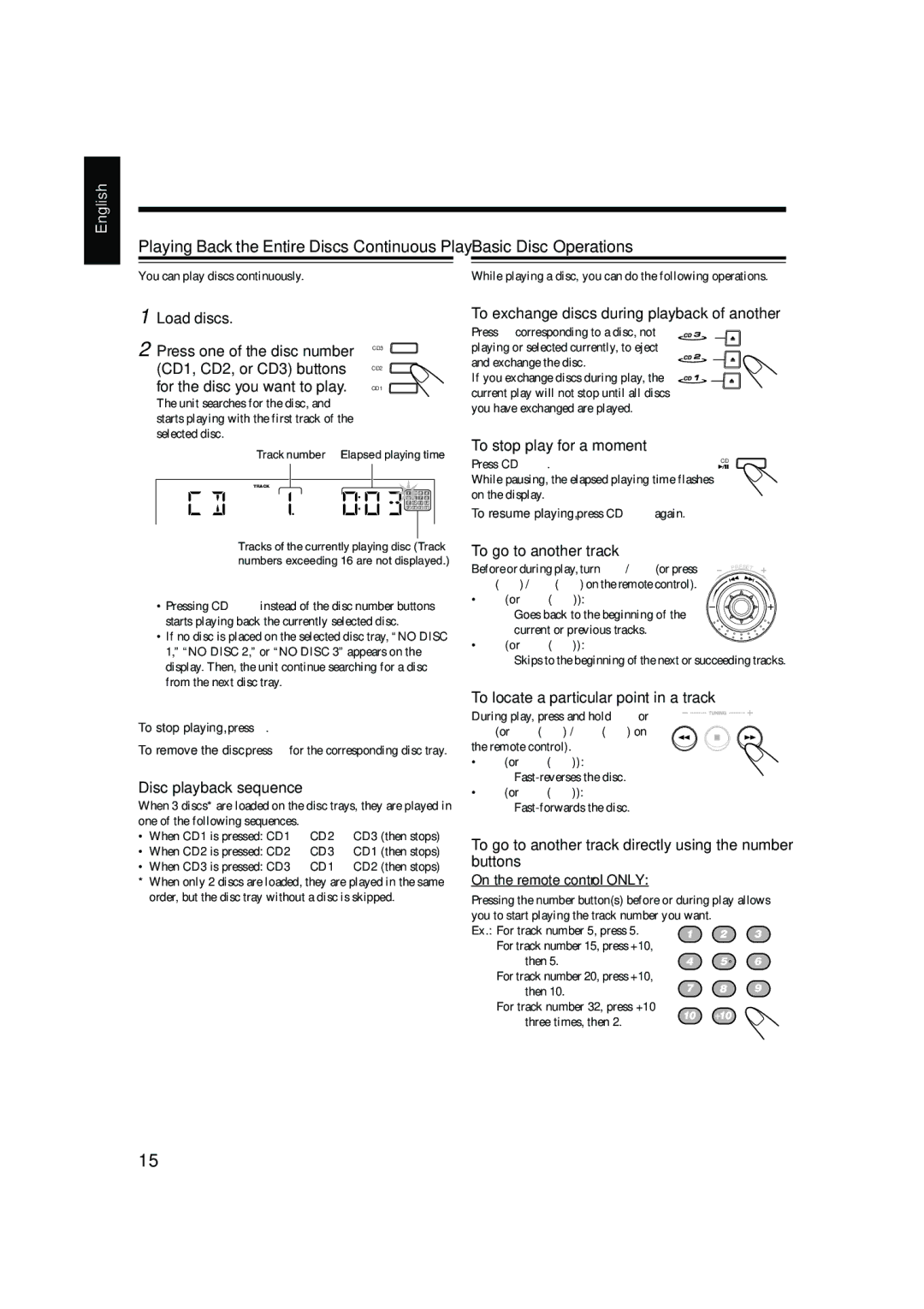 JVC CA-HXZ9 manual Basic Disc Operations 