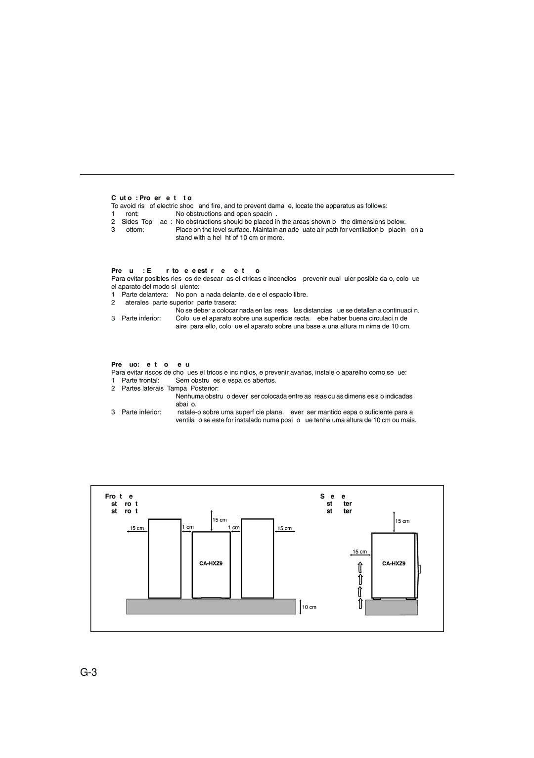 JVC CA-HXZ9 manual Precaución El aparato debe estar bien ventilado 