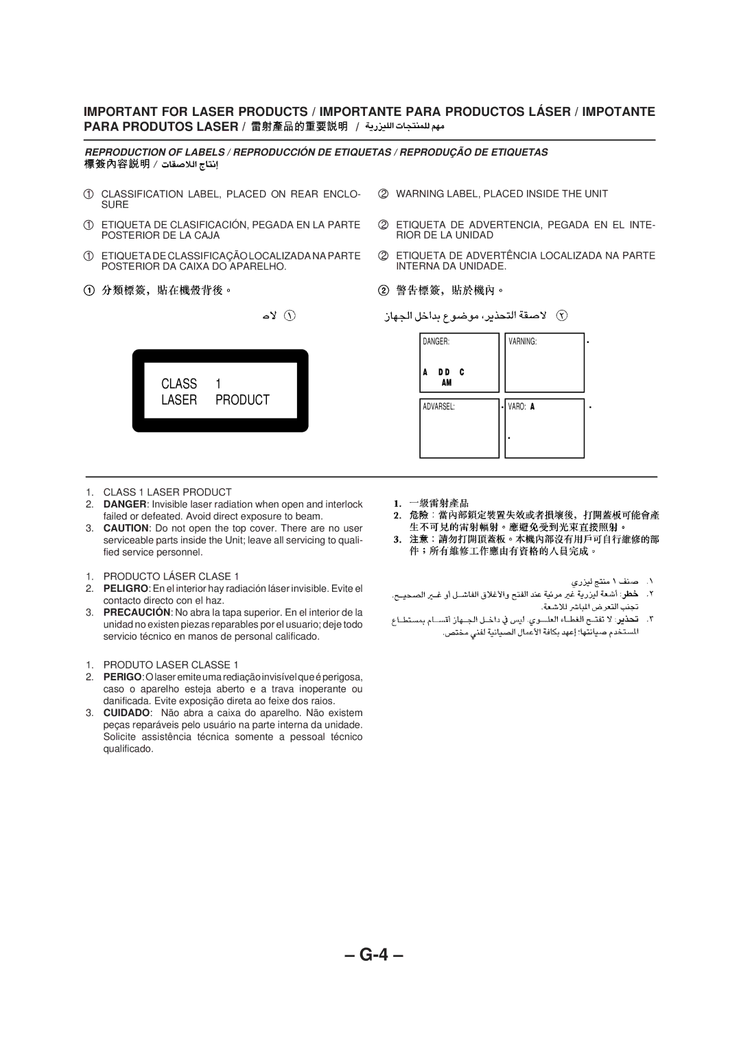 JVC CA-MD70 manual Class Laser Product 