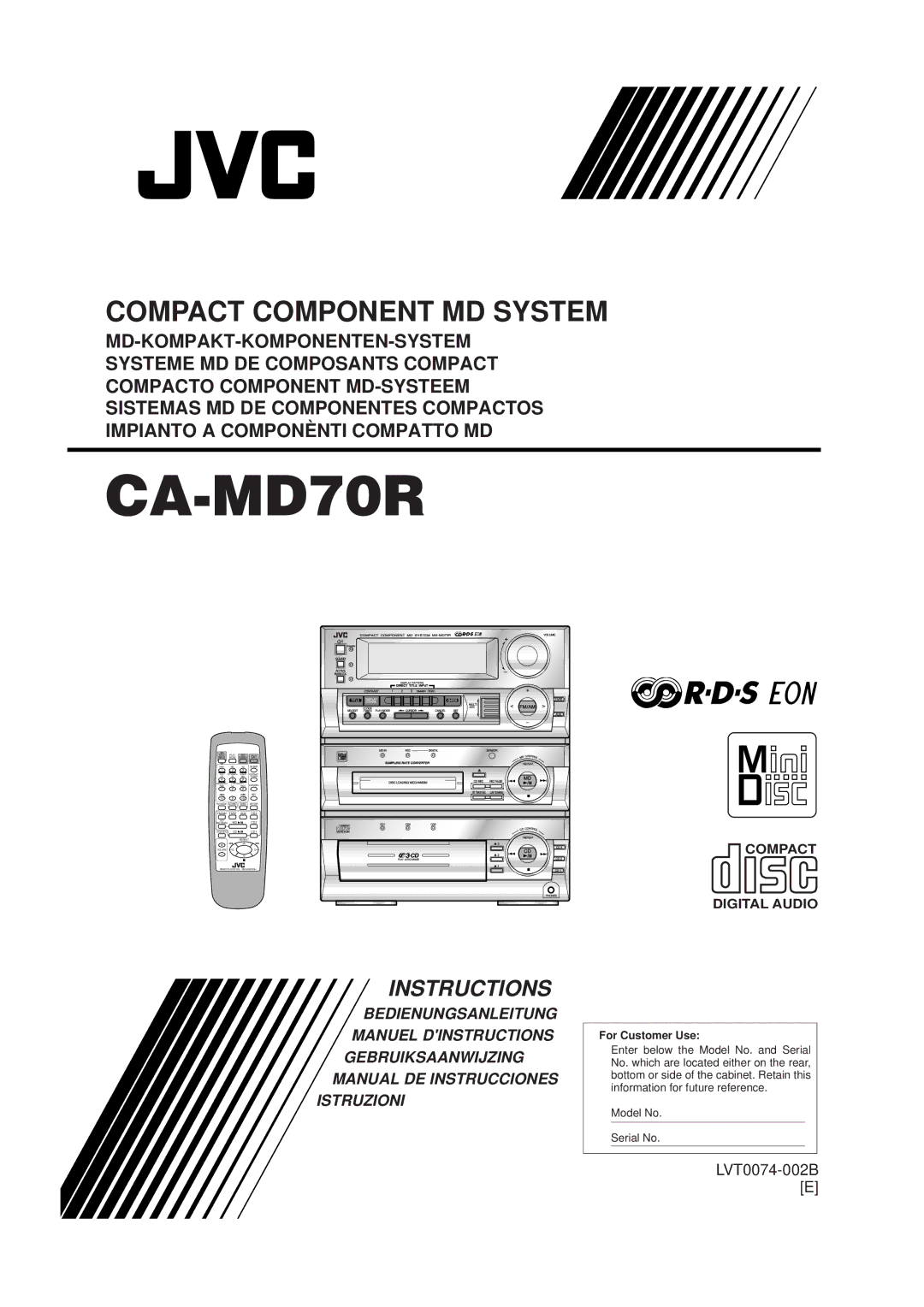 JVC CA-MD70R manual 