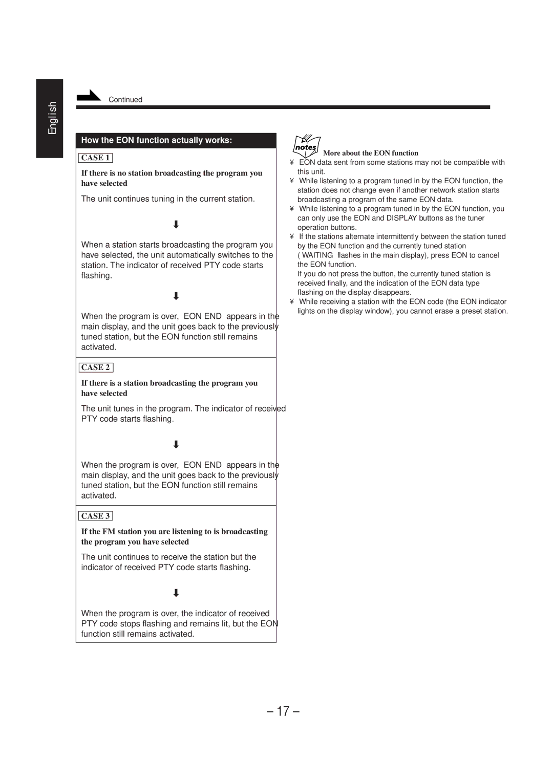 JVC CA-MD70R manual How the EON function actually works, More about the EON function 