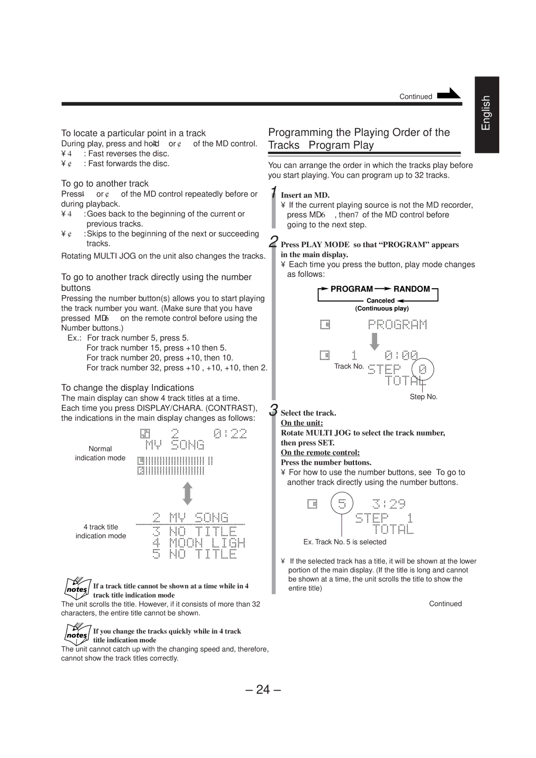 JVC CA-MD70R manual To change the display Indications, Insert an MD 