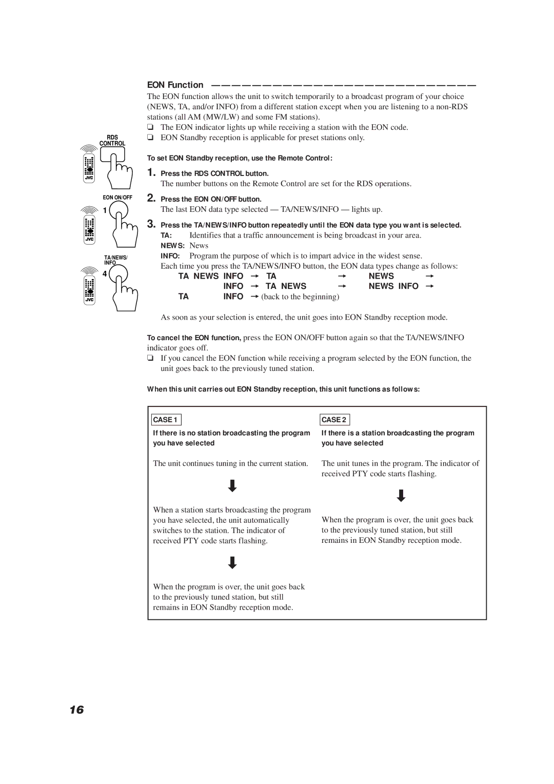 JVC CA-MD9R manual EON Function, Press the EON ON/OFF button, News News, You have selected 