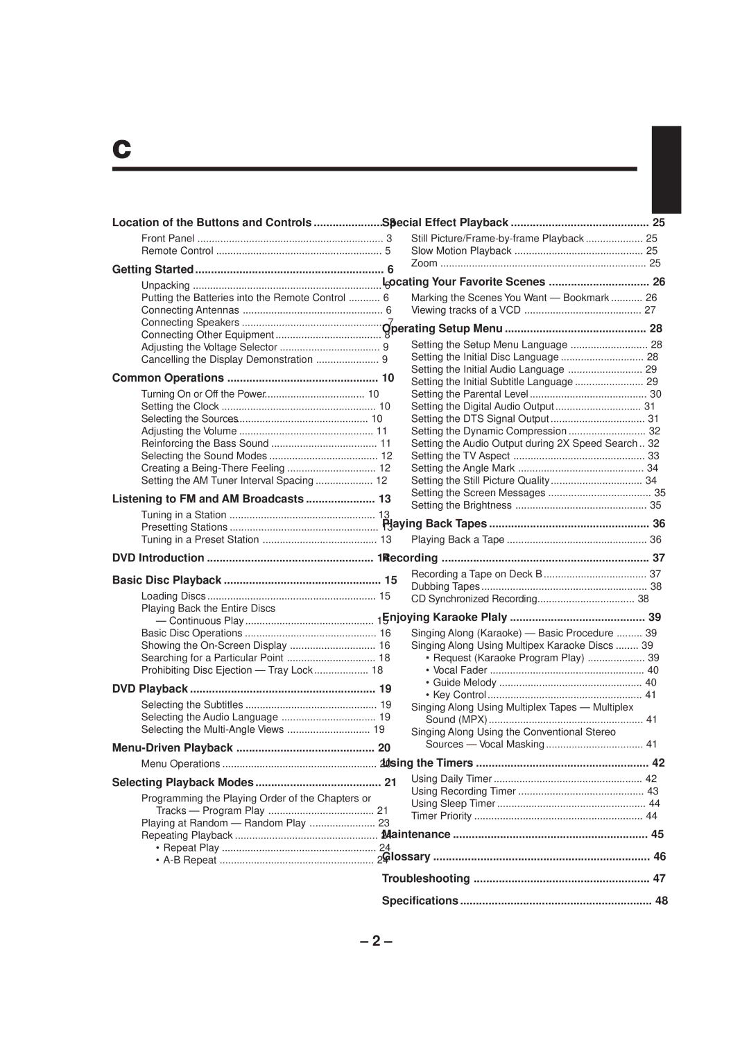 JVC CA-MXDVA5 manual Contents 