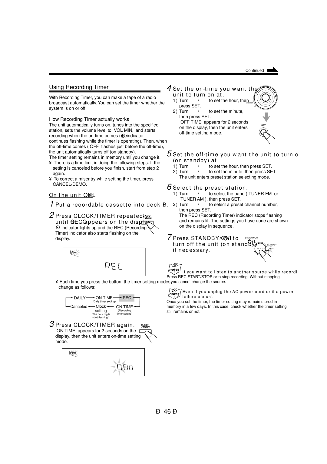 JVC CA-MXDVB10 manual Using Recording Timer, Select the preset station, If necessary, How Recording Timer actually works 