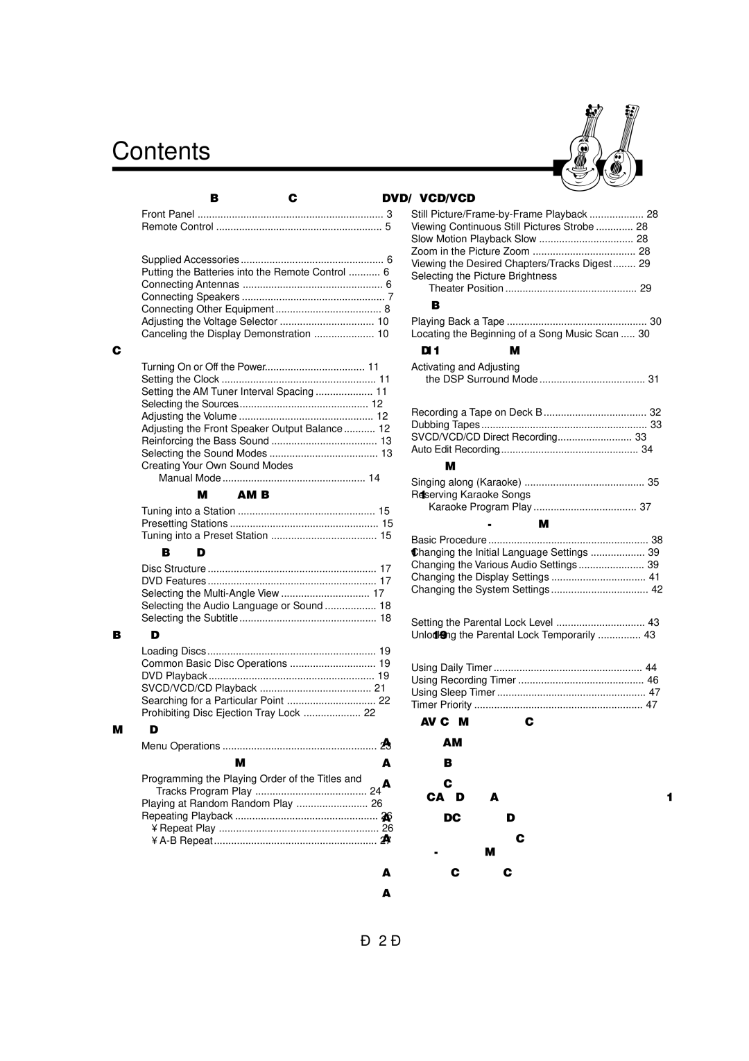 JVC CA-MXDVB10, CA-MXDVA9 manual Contents 