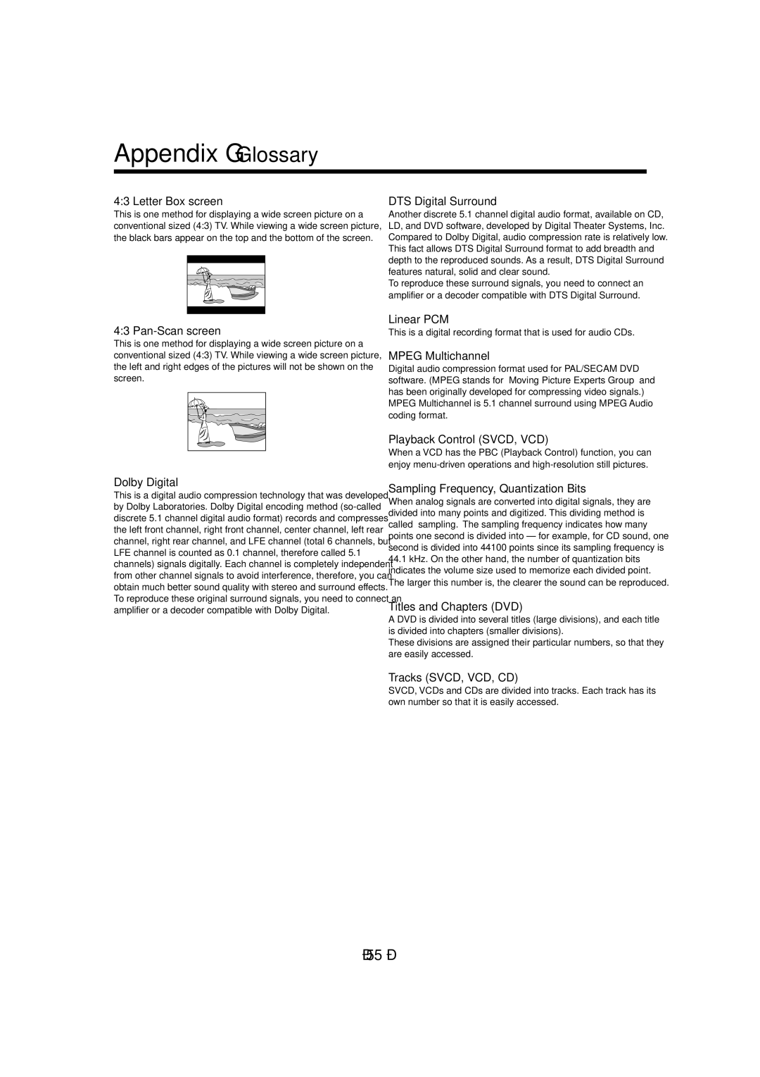 JVC CA-MXDVA9, CA-MXDVB10 manual Appendix G-Glossary 