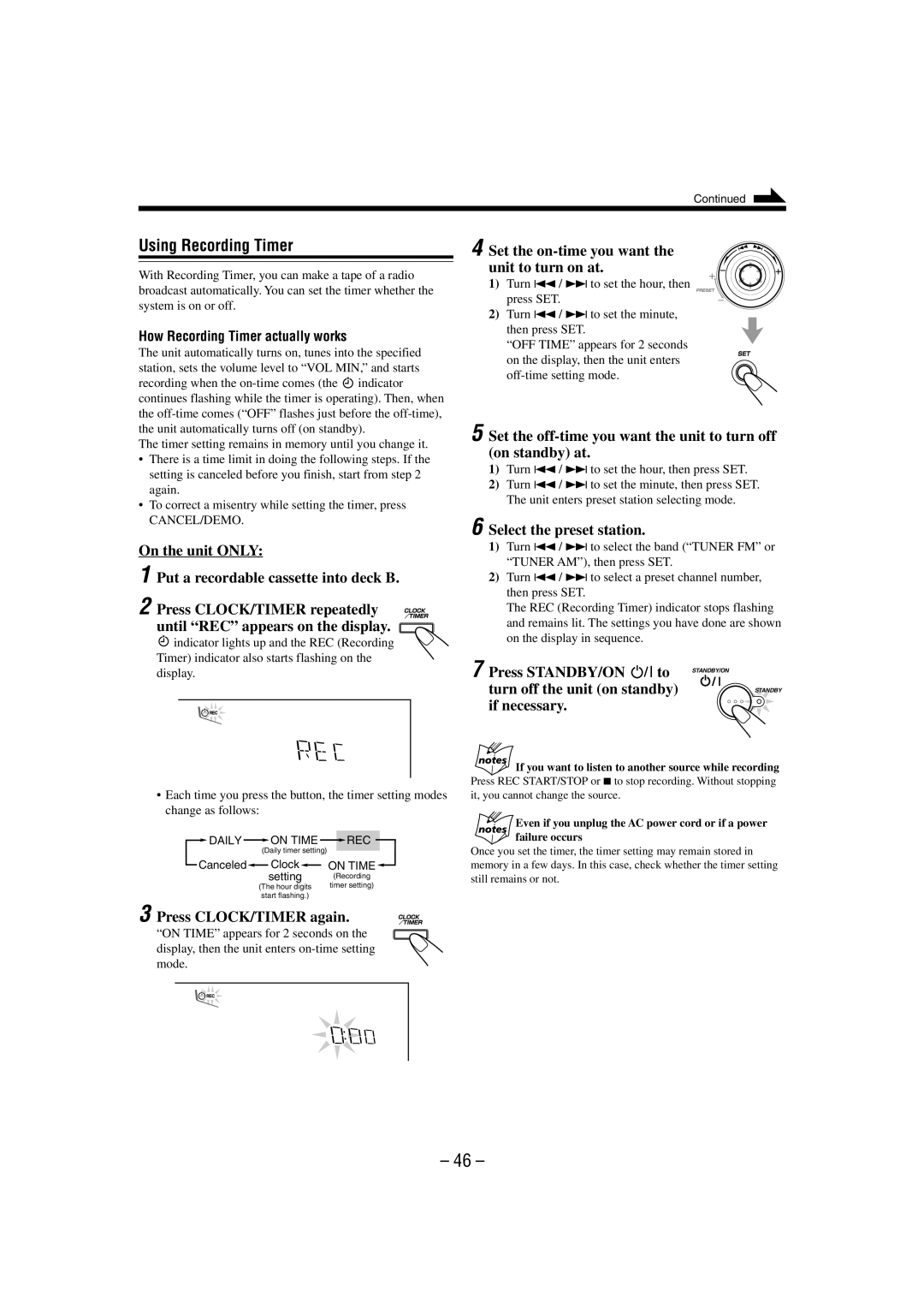 JVC CA-MXDVA9 manual Using Recording Timer, Select the preset station, If necessary, How Recording Timer actually works 