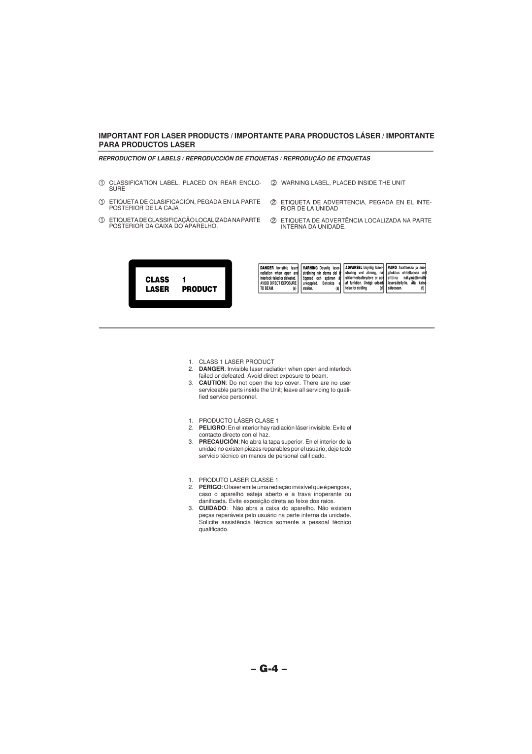 JVC CA-MXG50 manual Class Laser Product 