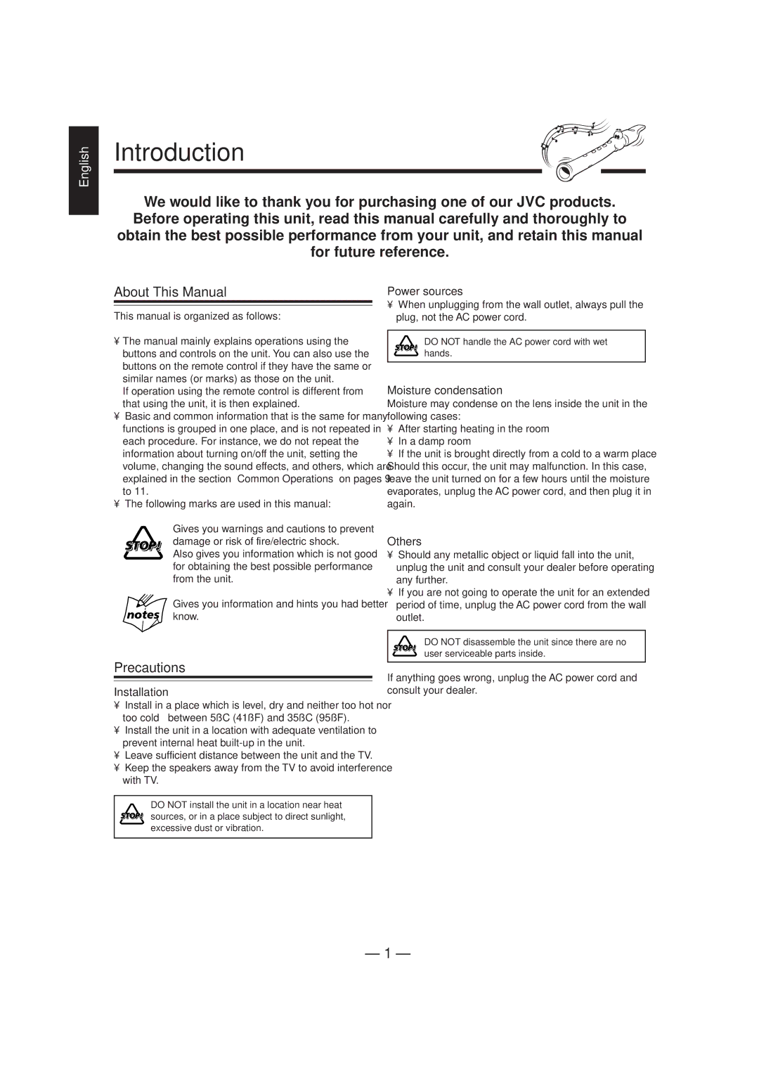 JVC CA-MXG50 manual Introduction, About This Manual, Precautions 