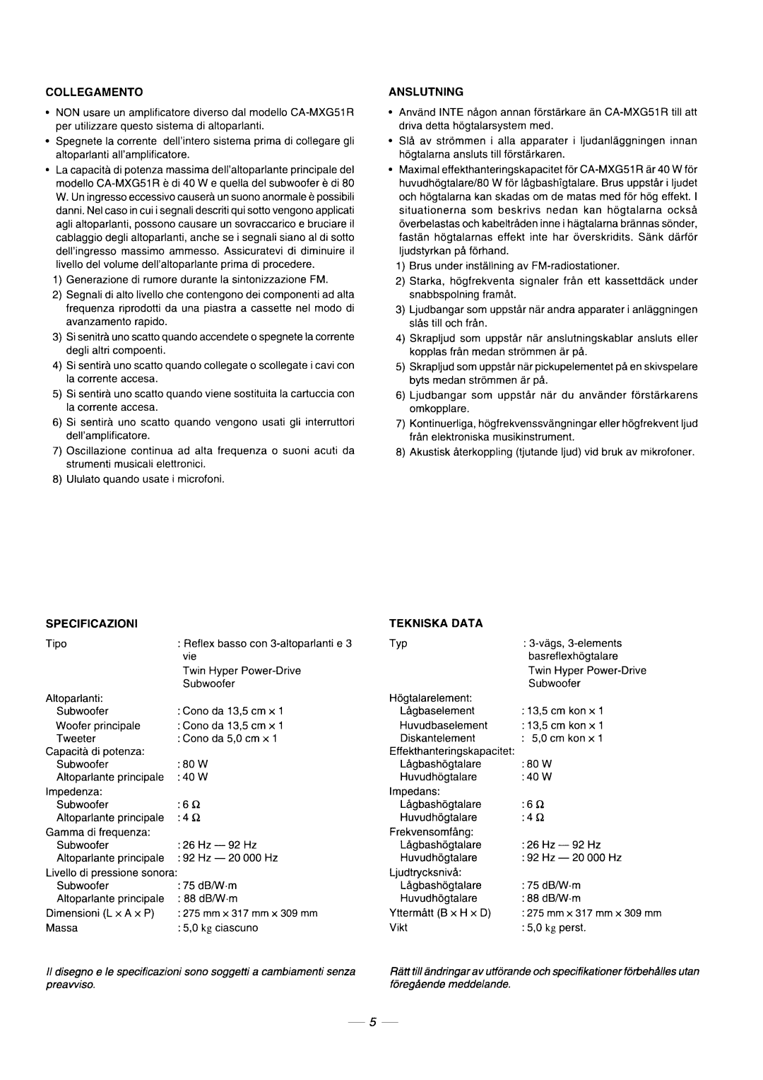 JVC CA-MXG51R manual 