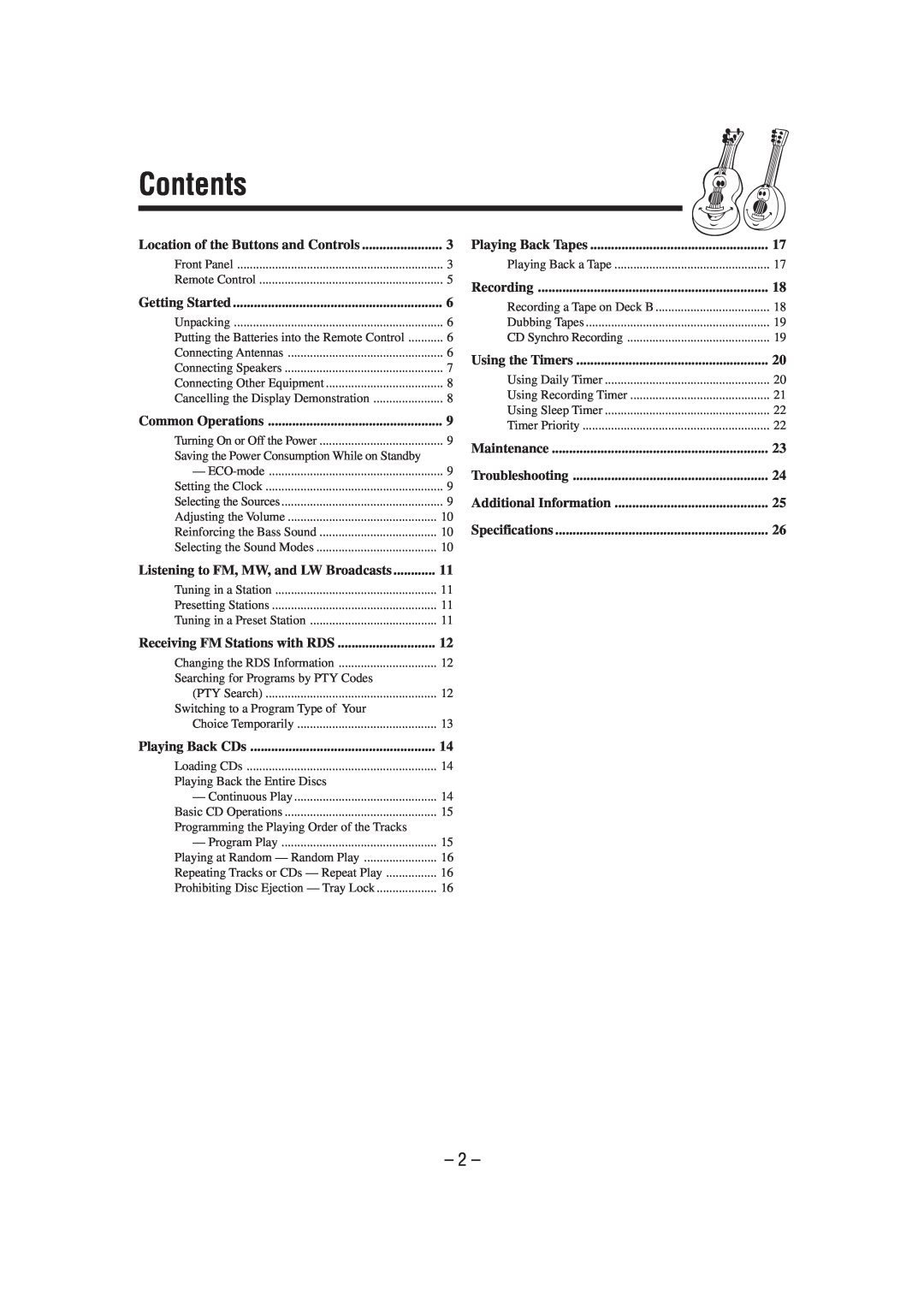 JVC CA-MXG51R manual Contents 