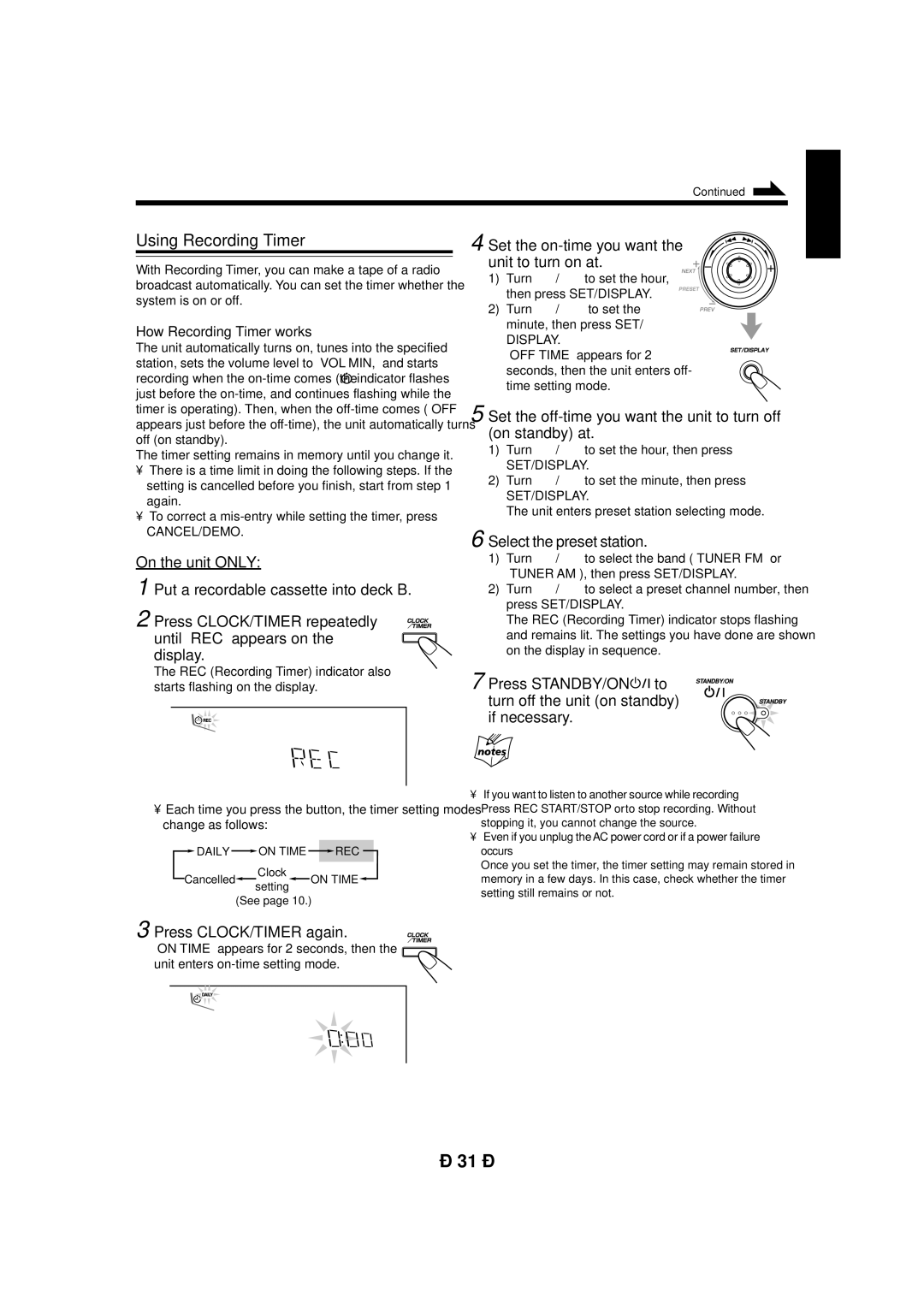 JVC CA-MXG950V manual Using Recording Timer, Select the preset station, How Recording Timer works 