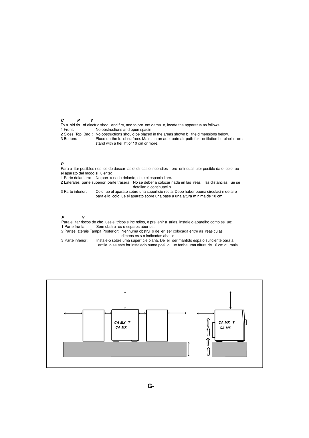 JVC CA-MXGT700 manual Precaución el aparato debe estar bien ventilado 