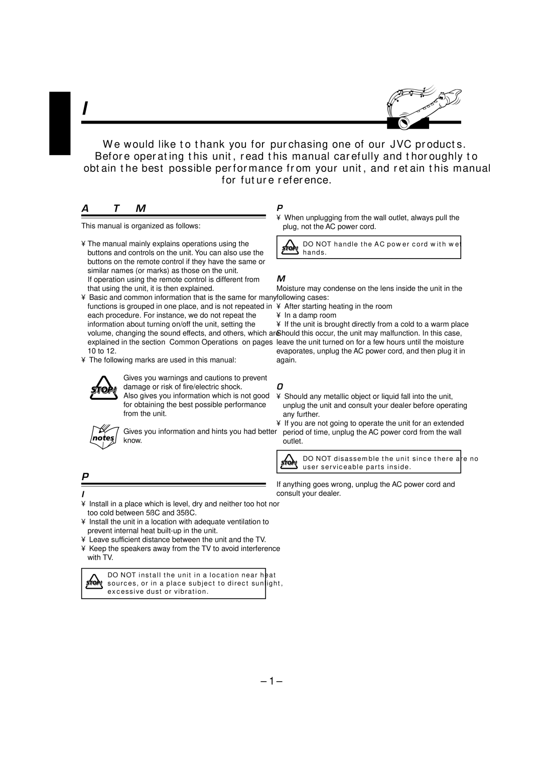 JVC CA-MXGT700 manual Introduction, About This Manual, Precautions 