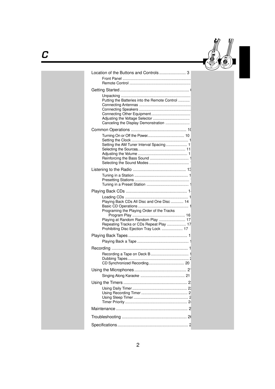 JVC CA-MXGT700 manual Contents 