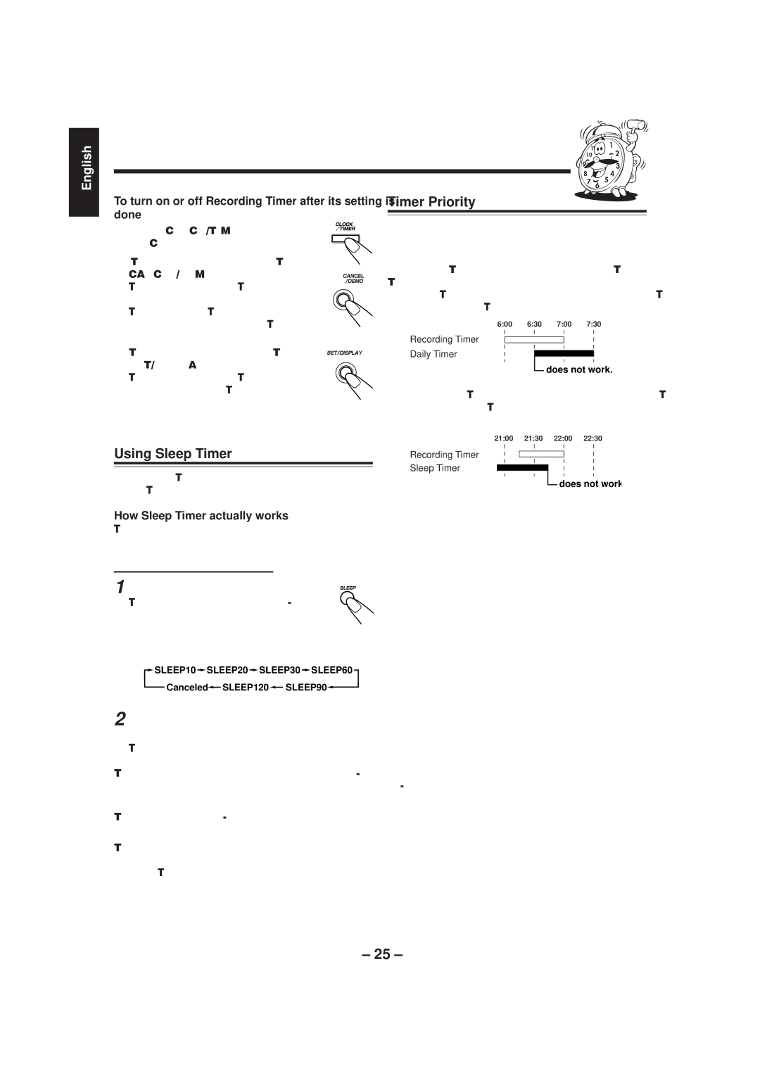 JVC CA-MXGT80, CA-MXG70 manual Using Sleep Timer, Timer Priority, On the remote control only Press Sleep 