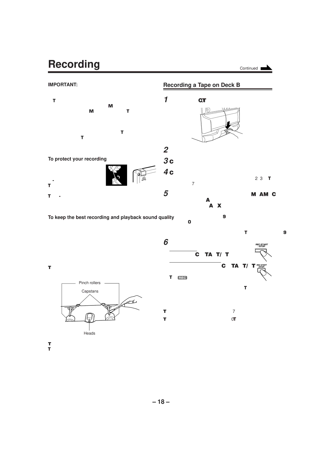 JVC CA-MXGT90, CA-MXGT80, CA-MXG70 Recording a Tape on Deck B, To protect your recording, To demagnetize the heads 