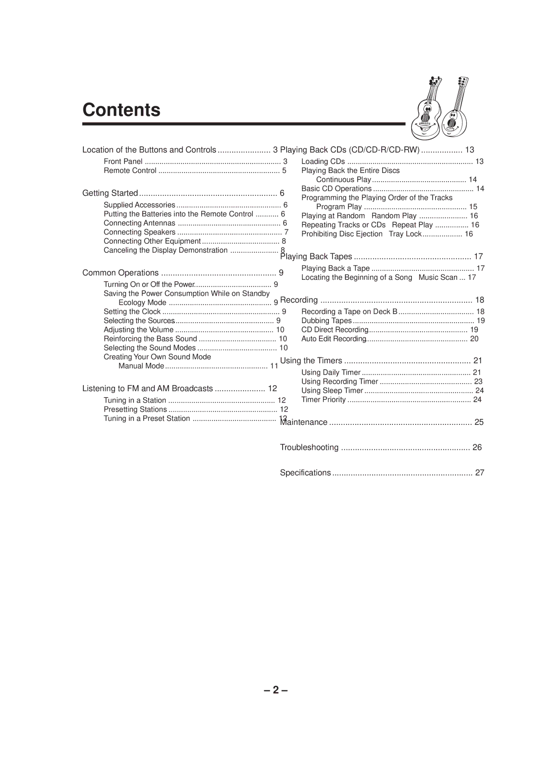 JVC CA-MXGT90 manual Contents 