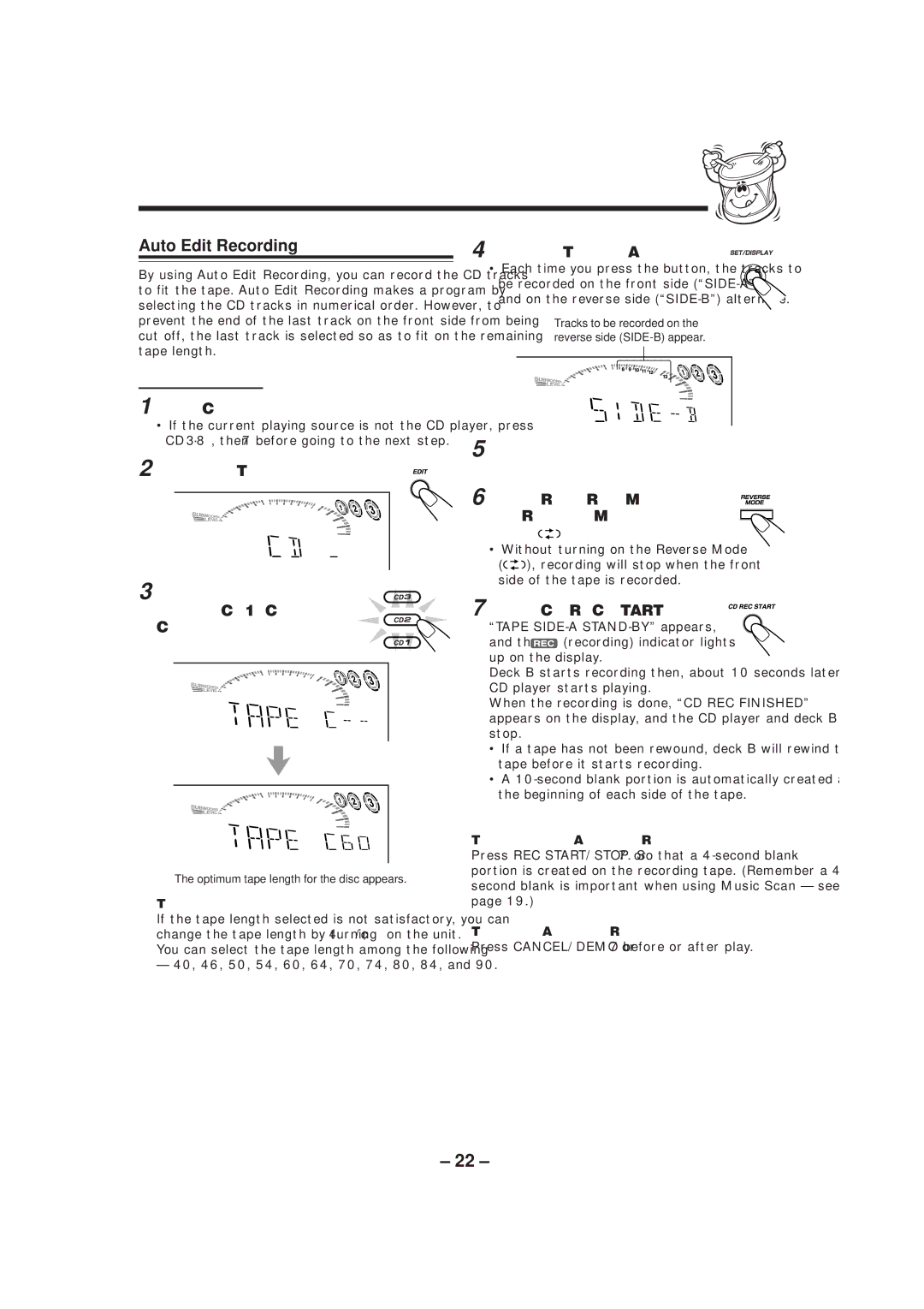 JVC CA-MXGT91R manual Auto Edit Recording 