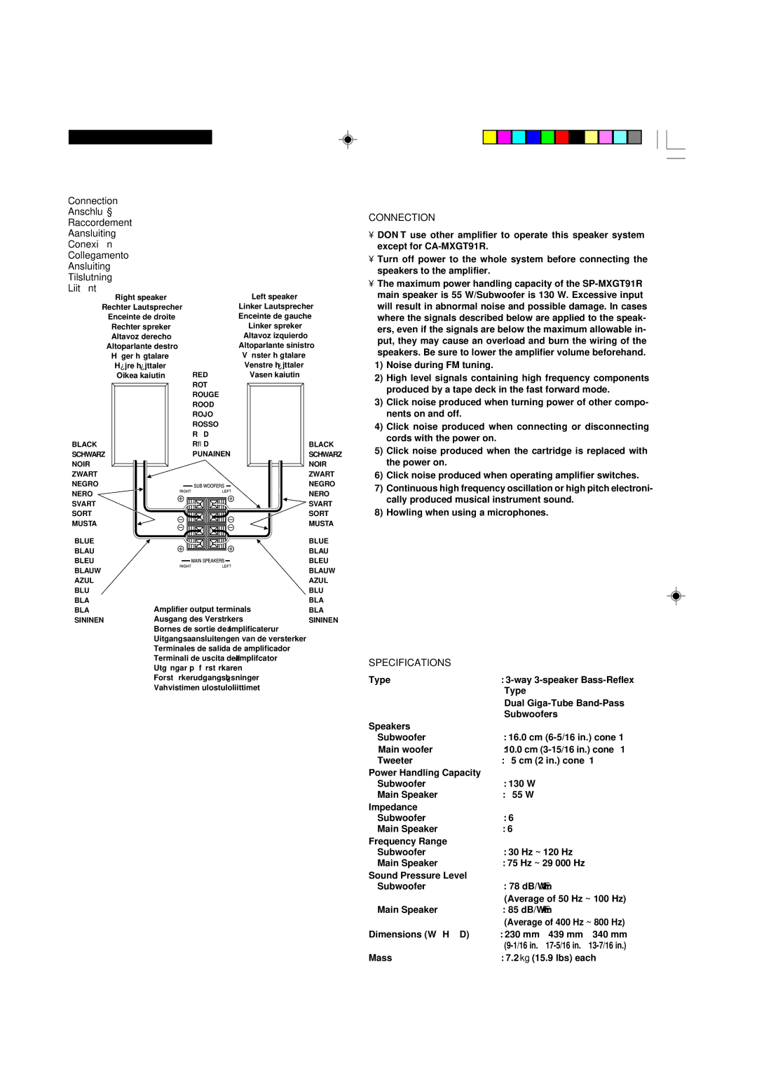 JVC CA-MXGT91R manual Connection 