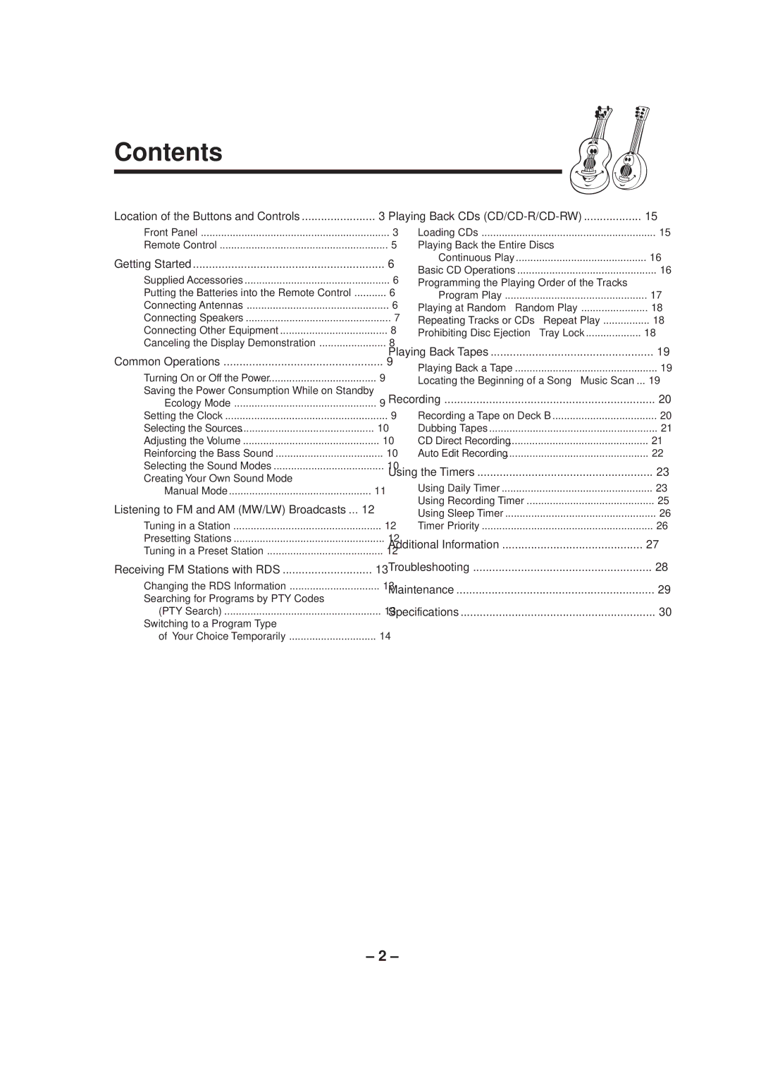 JVC CA-MXGT91R manual Contents 