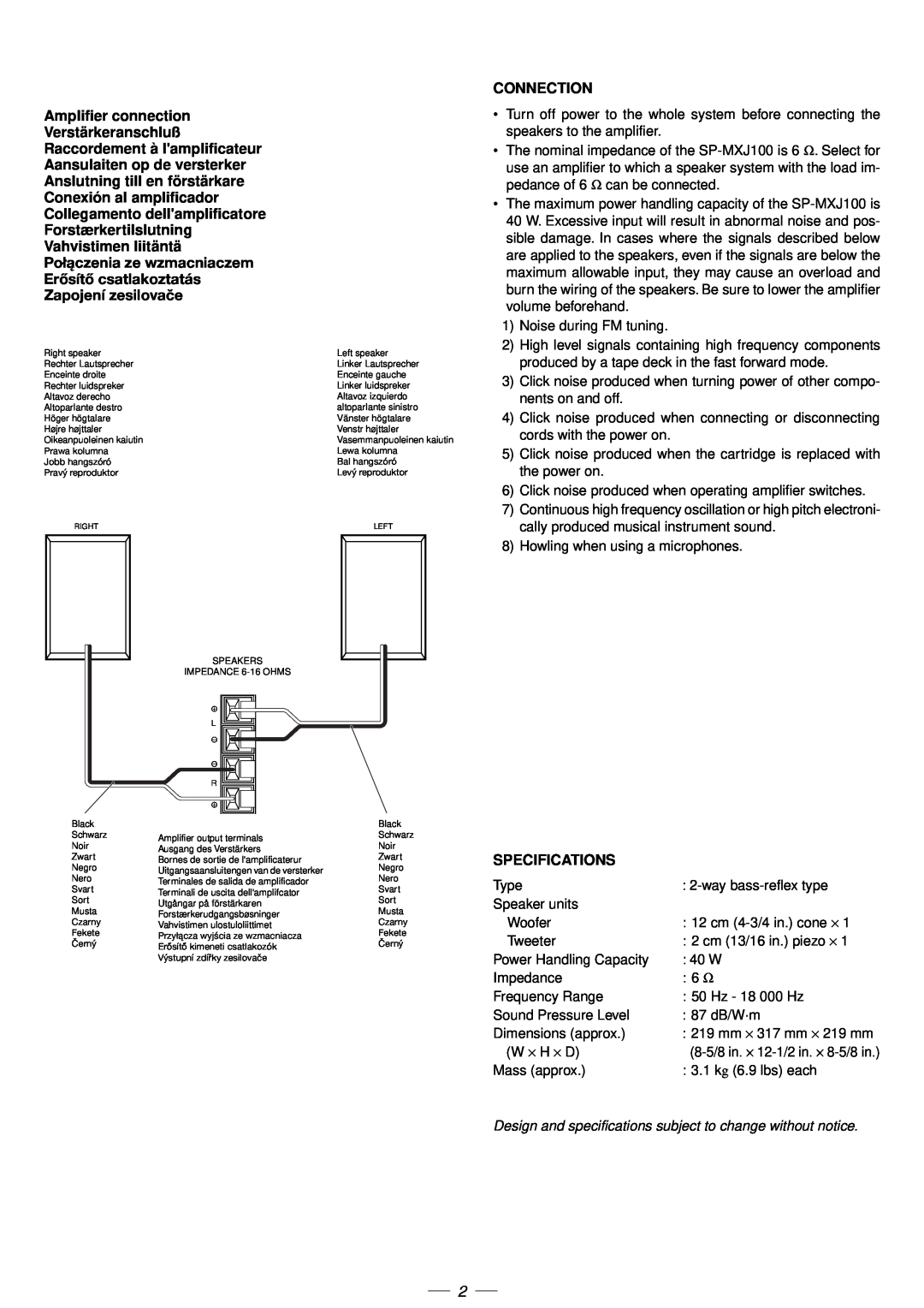 JVC CA-MXJ100 manual Amplifier connection Verstärkeranschluß, Raccordement à lamplificateur, Aansulaiten op de versterker 