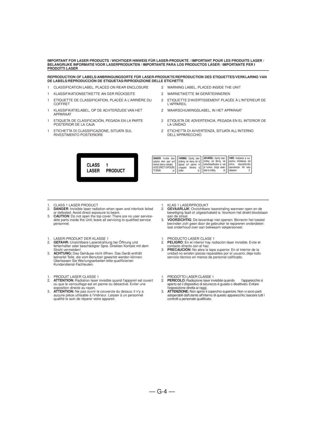 JVC CA-MXJ150R manual Class Laser Product 