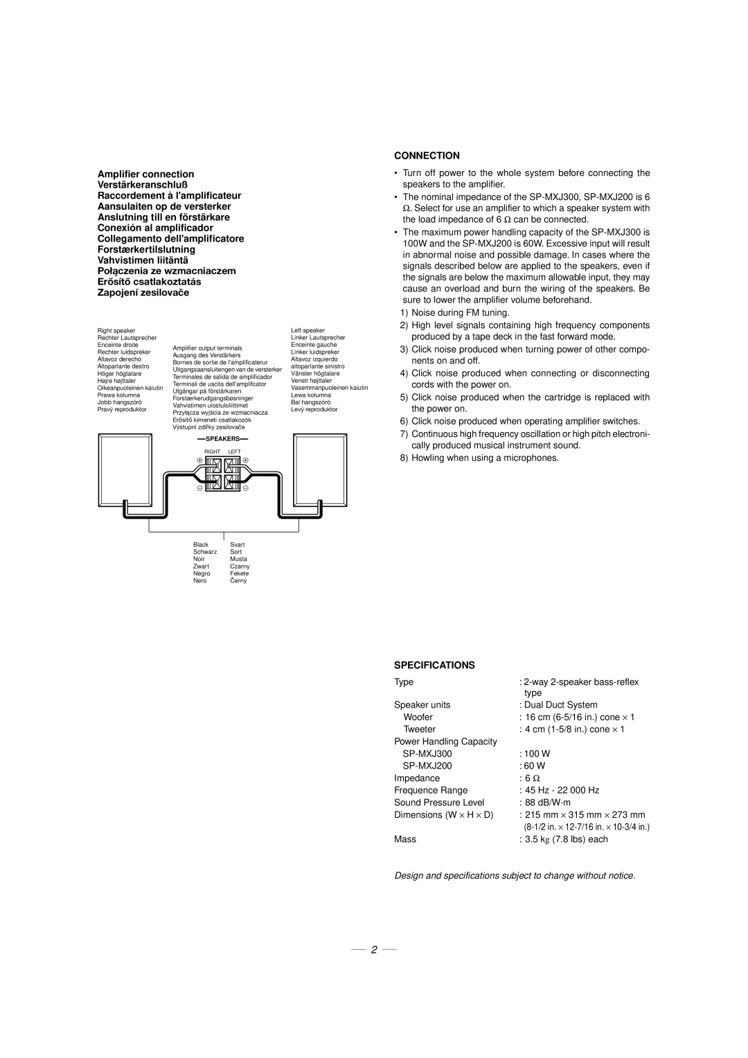 JVC CA-MXJ200, CA-MXJ300 manual Connection 